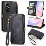 For Honor 50 SE Geometric Zipper Wallet Side Buckle Leather Phone Case(Black)