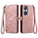 For Honor Play 50 Plus Geometric Zipper Wallet Side Buckle Leather Phone Case(Pink)