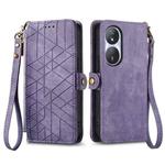 For Honor Play 50 Plus Geometric Zipper Wallet Side Buckle Leather Phone Case(Purple)