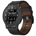 For Garmin Instinct Crossover Solar Leather Textured 22mm Watch Band(Black)