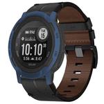 For Garmin  Instinct 2 Solar 22mm Leather Texture Watch Band(Black)