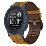 For Garmin  Instinct 2 Solar 22mm Leather Texture Watch Band(Brown)