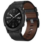 For Garmin Fenix 7 Pro 47mm Leather Textured 22mm Watch Band(Black)