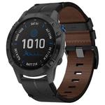 For Garmin Fenix 6 Pro GPS 22mm Leather Texture Watch Band(Black)