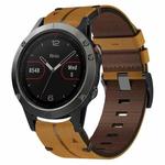 For Garmin Fenix 5 22mm Leather Texture Watch Band(Brown)