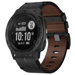 For Garmin Fenix 5 Plus 22mm Leather Texture Watch Band(Black)