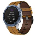 For Garmin Fenix 6 GPS 22mm Leather Texture Watch Band(Brown)