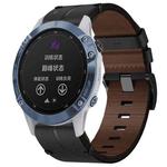 For Garmin Fenix 6 Sapphire GPS 22mm Leather Texture Watch Band(Black)