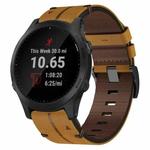 For Garmin Forerunner 945 22mm Leather Texture Watch Band(Brown)