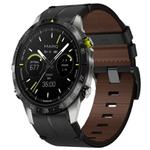 For Garmin MARQ Athlete Leather Textured 22mm Watch Band(Black)