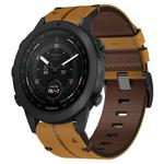 For Garmin MARQ Golfer Leather Textured 22mm Watch Band(Brown)