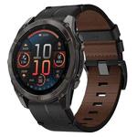 For Garmin Fenix 8 AMOLED 47mm Leather Textured 22mm Watch Band(Black)