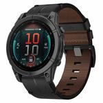 For Garmin Fenix E 47mm Leather Textured 22mm Watch Band(Black)