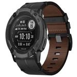 For Garmin Instinct 2X Solar 26mm Leather Texture Watch Band(Black)