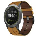 For Garmin Enduro 26mm Leather Texture Watch Band(Brown)