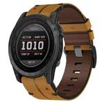 For Garmin Tactix 7 26mm Leather Texture Watch Band(Brown)