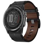 For Garmin Fenix 3 HR 26mm Leather Texture Watch Band(Black)