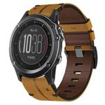 For Garmin Fenix 3 HR 26mm Leather Texture Watch Band(Brown)
