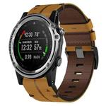 For Garmin Descent MK 1 26mm Leather Texture Watch Band(Brown)