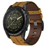 For Garmin Tactix 7 AMOLED 26mm Leather Textured Watch Band(Brown)