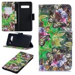 3D Colored Drawing Pattern Horizontal Flip Leather Case for Galaxy S10 Plus, with Holder & Card Slots & Wallet(Green Butterfly)