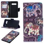 3D Colored Drawing Pattern Horizontal Flip Leather Case for Galaxy S10 Plus, with Holder & Card Slots & Wallet(Two Elephants)