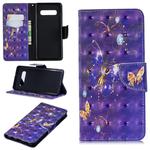 3D Colored Drawing Pattern Horizontal Flip Leather Case for Galaxy S10 Plus, with Holder & Card Slots & Wallet(Purple Butterfly)