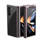 For Samsung Galaxy Z Fold5 5G Electroplating Transparent PC Shockproof Phone Case(Rose gold)