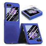 For Samsung Galaxy Z Flip5 JUNSUNMAY 9H Tempered Glass Protector Folding PC Phone Case(Navy Blue)