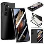 For Samsung Galaxy Z Fold5 JUNSUNMAY 9H Tempered Glass Protector Folding PC Phone Case(Black)