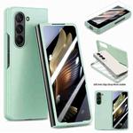 For Samsung Galaxy Z Fold5 JUNSUNMAY Smoothly PC + 9H Tempered Glass Protector Folding Phone Case(Light Green)