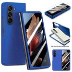 For Samsung Galaxy Z Fold6 JUNSUNMAY Smoothly PC + 9H Tempered Glass Protector Folding Phone Case(Navy Blue)