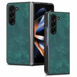 For Samsung Galaxy Z Fold5 JUNSUNMAY Retro Pattern Leather Skin PC Folding Phone Case(Green)