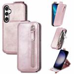For Samsung Galaxy S23 FE 5G Zipper Wallet Vertical Flip Leather Phone Case(Pink)