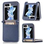 For Samsung Galaxy Z Flip5 JUNSUNMAY Lichee Pattern Leather Skin PC Folding Phone Case with Card Slot(Blue)