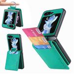 For Samsung Galaxy Z Flip5 JUNSUNMAY Litchi Leather Skin PC Folding Phone Case(Green)