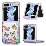 For Samsung Galaxy Z Flip5 JUNSUNMAY Butterfly Printing Protective Case Transparent Hard PC Phone Cover(Yellow)
