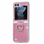 For Samsung Galaxy Z Flip5 JUNSUNMAY Color Painting  Ring Holder Protective Case(Pink)