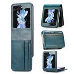 For Samsung Galaxy Z Flip5 JUNSUNMAY PU Leather Folding Phone Case with Card Slots(Blue)