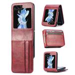 For Samsung Galaxy Z Flip5 JUNSUNMAY PU Leather Folding Phone Case with Card Slots(Red)