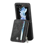 For Samsung Galaxy Z Flip5 JUNSUNMAY Wallet Leather Phone Case with Card Slots(Black)