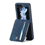 For Samsung Galaxy Z Flip5 JUNSUNMAY Wallet Leather Phone Case with Card Slots(Blue)