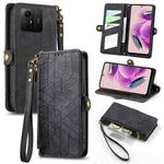 For Xiaomi Redmi Note 12S Geometric Zipper Wallet Side Buckle Leather Phone Case(Black)