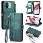 For Xiaomi Redmi 12C Geometric Zipper Wallet Side Buckle Leather Phone Case(Green)