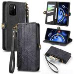 For Xiaomi Redmi Note 11SE Geometric Zipper Wallet Side Buckle Leather Phone Case(Black)