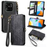 For Xiaomi Redmi 10C Geometric Zipper Wallet Side Buckle Leather Phone Case(Black)