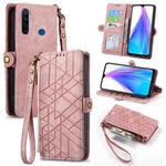 For Xiaomi Redmi Note 8T Geometric Zipper Wallet Side Buckle Leather Phone Case(Pink)