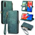 For Xiaomi Redmi Note 8 Geometric Zipper Wallet Side Buckle Leather Phone Case(Green)