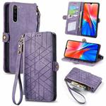 For Xiaomi Redmi Note 8 Geometric Zipper Wallet Side Buckle Leather Phone Case(Purple)