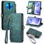 For Xiaomi Redmi K30 Geometric Zipper Wallet Side Buckle Leather Phone Case(Green)